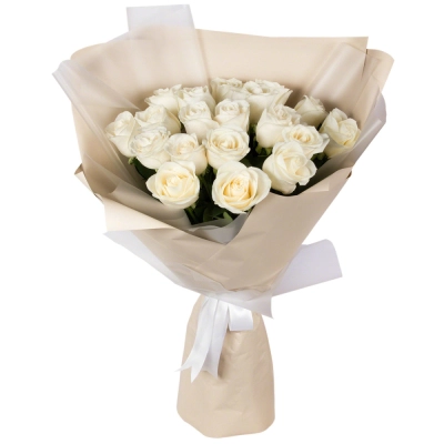 Букет «Эйфория» из 19 белых роз — символ чистой светлой любви Астрахань Астраханская область