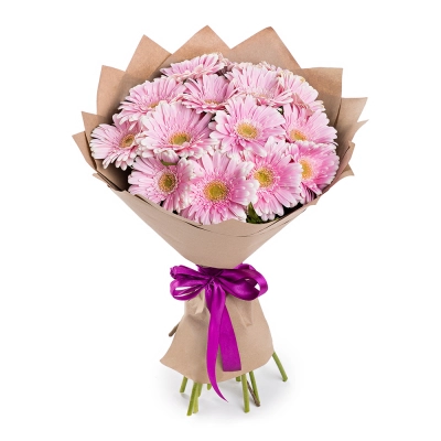 Нежный букет из 15 розовых гербер – воплощение трогательных чувств Астрахань Астраханская область