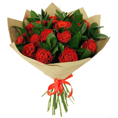 Букет «Фейерверк чувств» – 15 красных эквадорских роз для ярких признаний Астрахань Астраханская область
