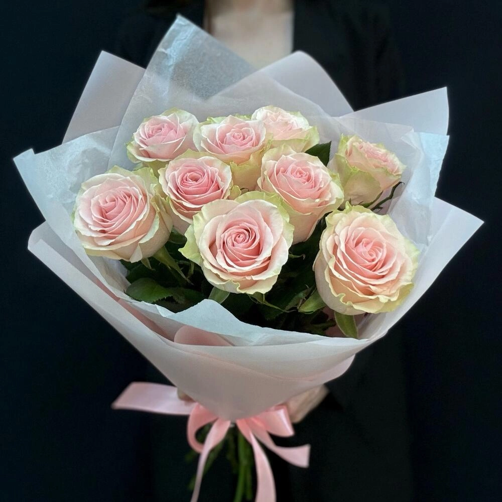 Букет из 9 розовых роз – нежность в каждом лепестке Астрахань Астраханская область