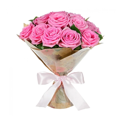 Букет из розовых роз с рускусом – нежность в каждом лепестке Астрахань Астраханская область
