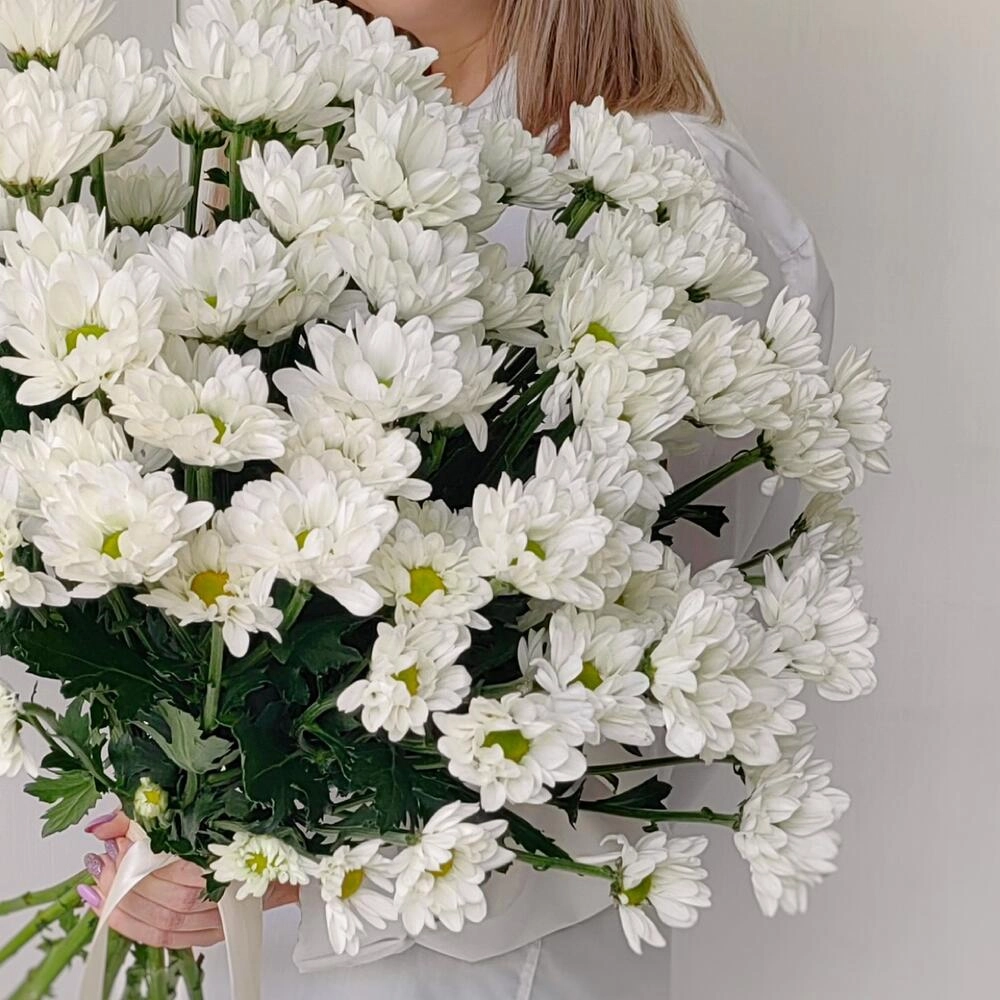 Букет «Ромашка» — свежесть белых хризантем в деревенском стиле Астрахань Астраханская область