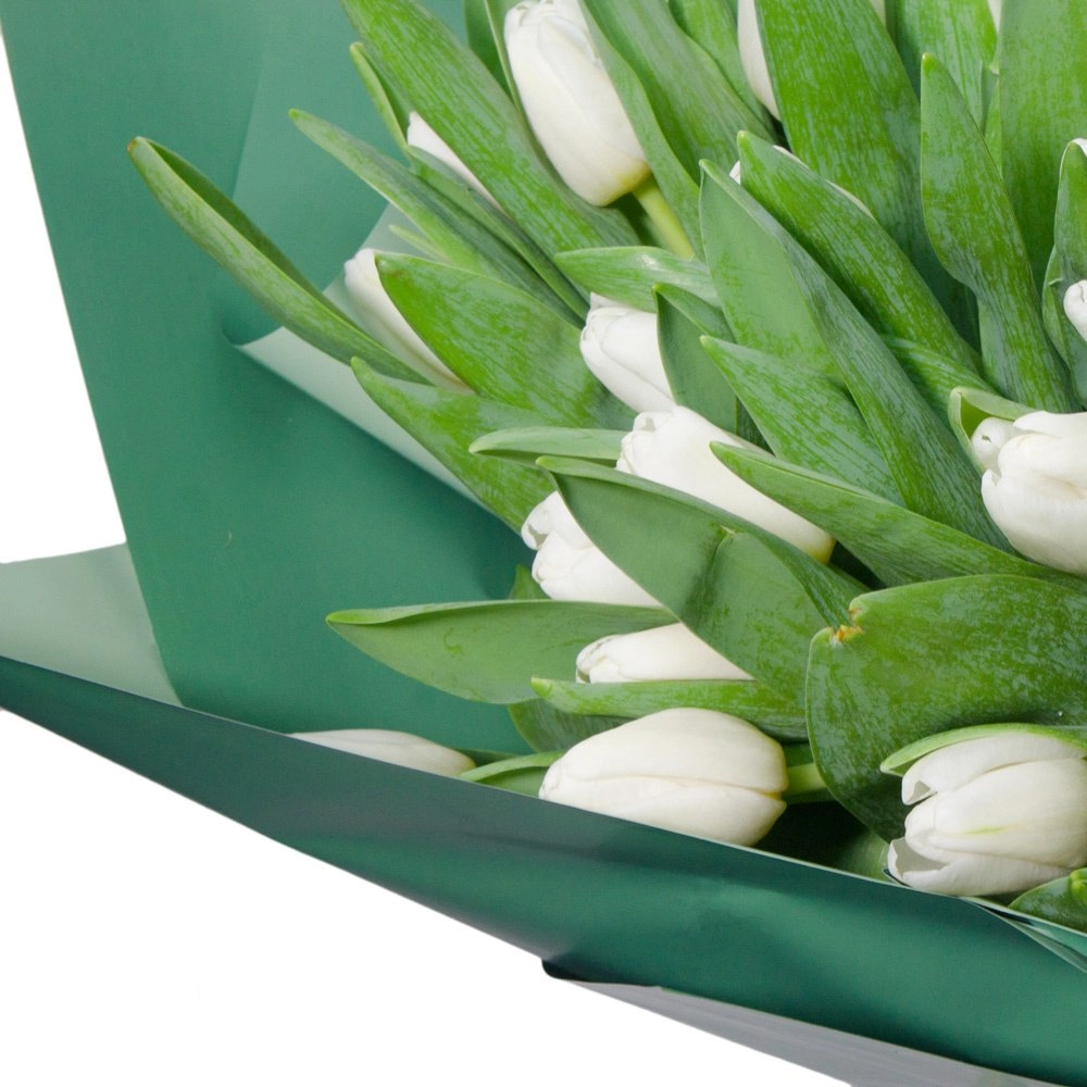 Букет «Белоснежное очарование» – из 51 элегантного белого тюльпана