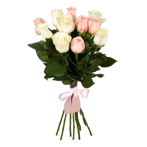Букет из розовых и белых роз Астрахань Астраханская область