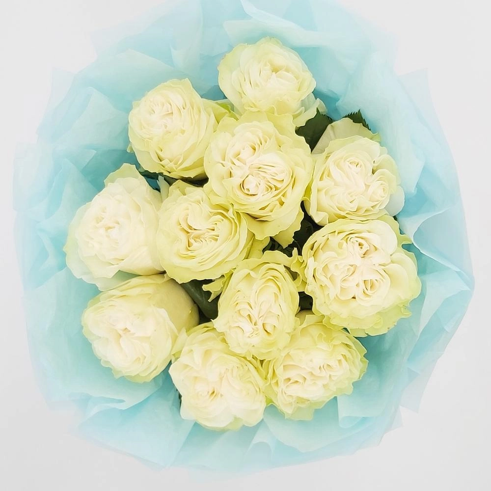 Букет «Кружевное облачко» – 11 белоснежных роз в нежной упаковке Астрахань Астраханская область