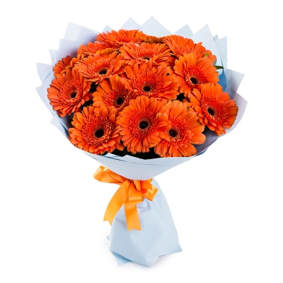 Яркий букет из 15 оранжевых гербер – как кусочек солнца в ваших руках Астрахань Астраханская область